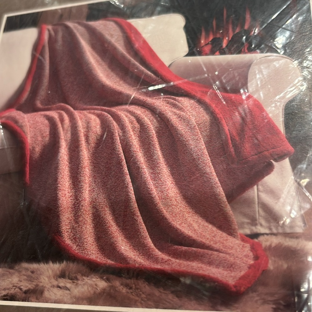 Throw Blanket/Heathered Knit/Reversible Knit to Sherpa/NWT